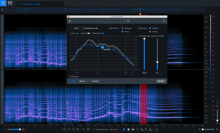Learned noise profile in Voice De-noise