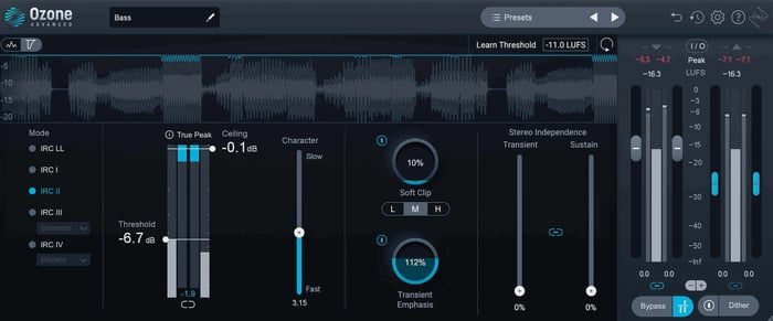Ozone limiter used on the bass