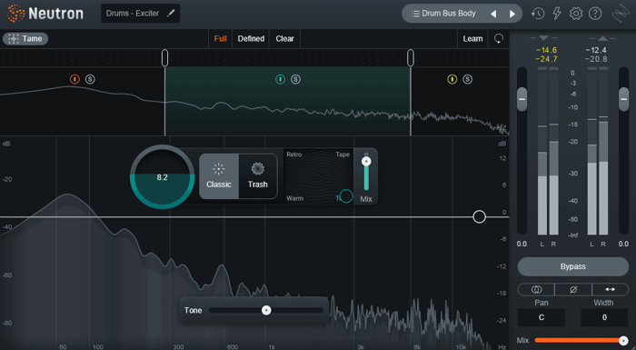 Adding saturation to your drums will glue them together dynamically