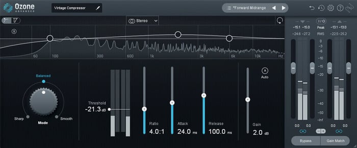 Ozone Vintage compressor on the guitar