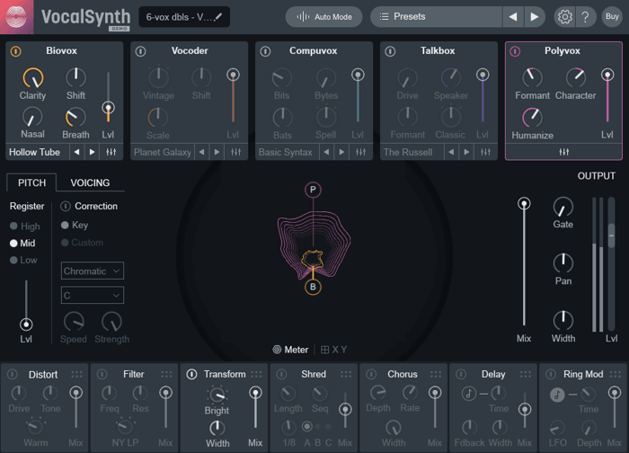 Biovox and Polyvox combine to give a burst of otherworldly angst to the second chorus.