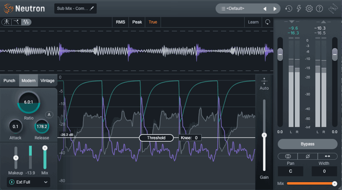 Sidechain compression settings in Neutron