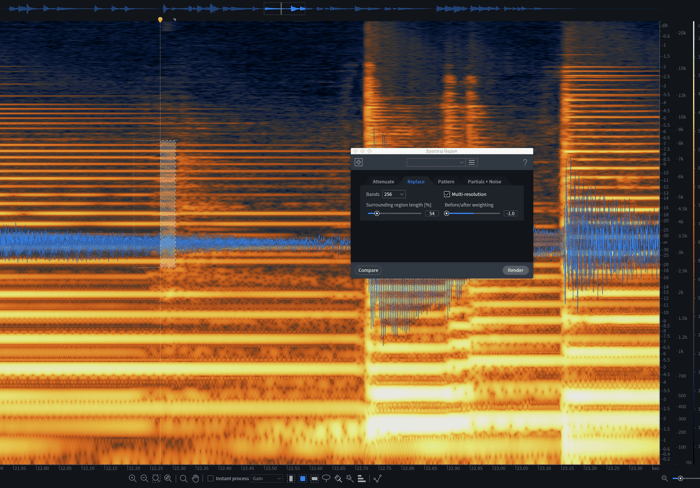 Choosing a low number of bands in the Spectral Repair module