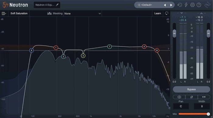 EQ settings on DrumLab snare