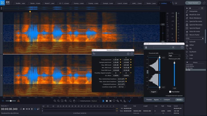 Vocals de-clipped with lowered gain