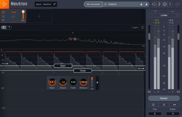 noise gate settings in neutron pro