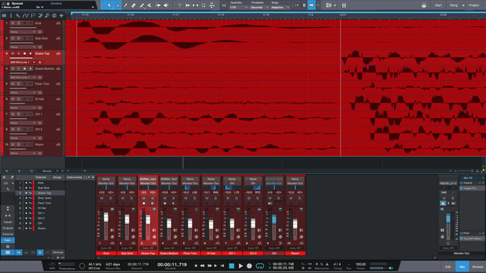 Kick and snare alignment, original recording