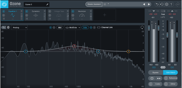Side boost to vocal frequencies with Ozone 9