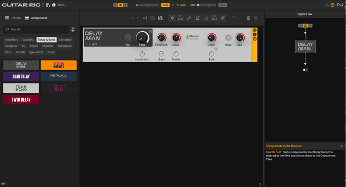 Using Delay Man for the right-bound guitar