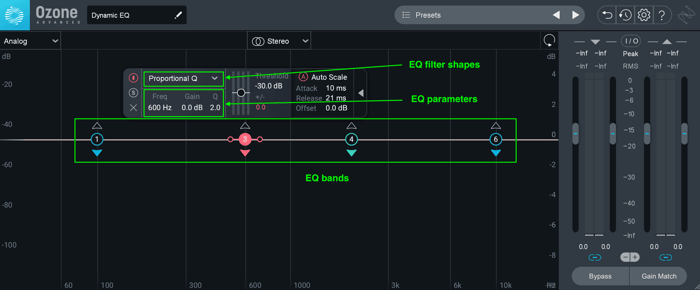 Ozone 9 Dynamic EQ “EQ” parameters