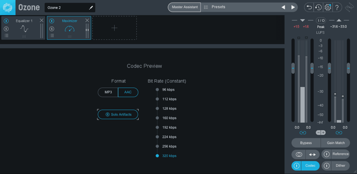 Ozone Codec, soloing artifacts