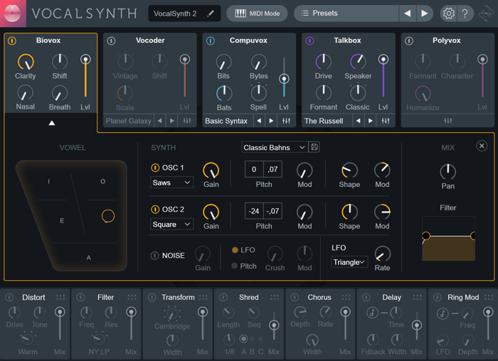 Biovox synthesizer engine