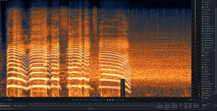 Use the Spectrogram view to target fundamental and harmonic frequencies.