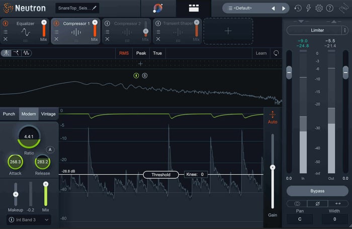 Using compression on the snare for punch with Neutron