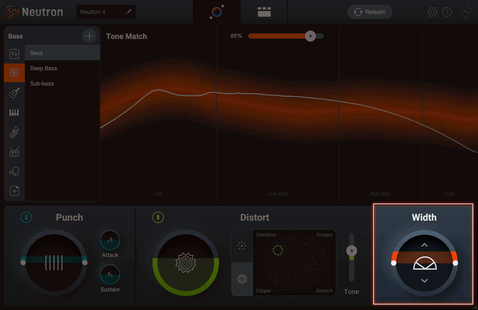 View Assistant Width controls help you create a wide sounding mix