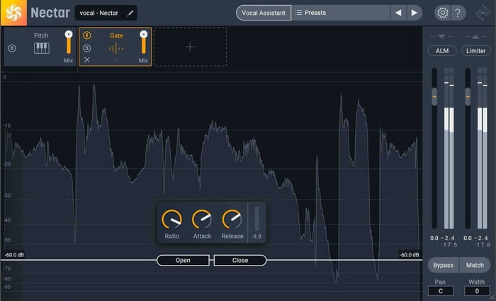noise gate waveform in nectar pro