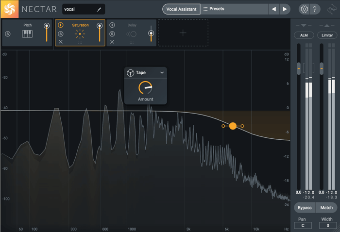 Reintroducing frequencies with saturation in Nectar 3