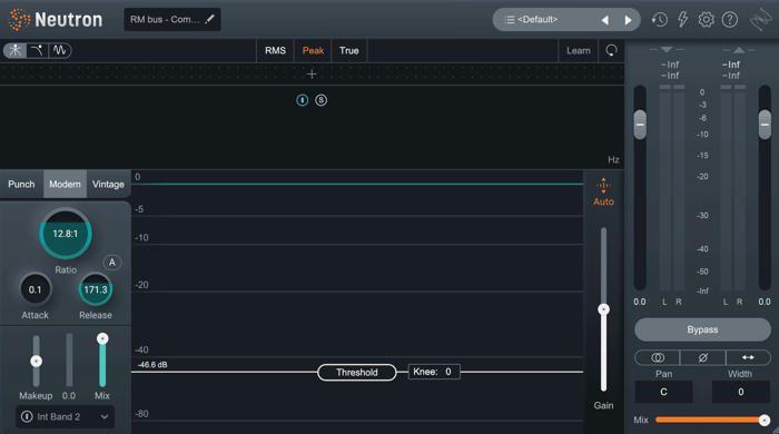 Crushing room mics, compression settings in Neutron