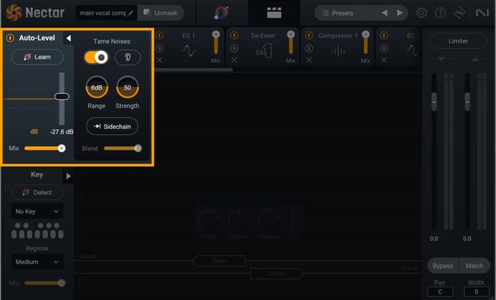 Nectar 4 Advanced Tame Noises feature