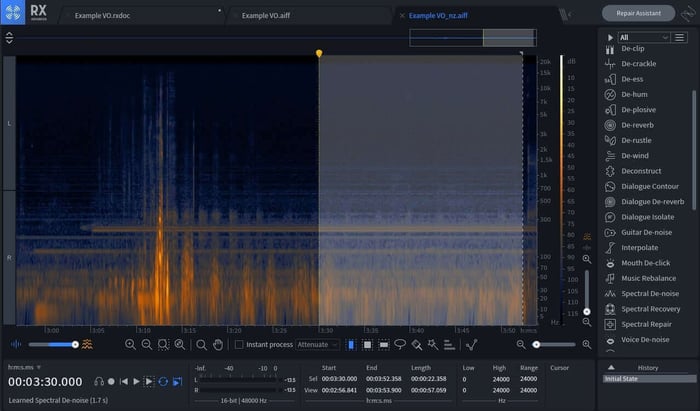 Spectral De-noise learning the noise profile