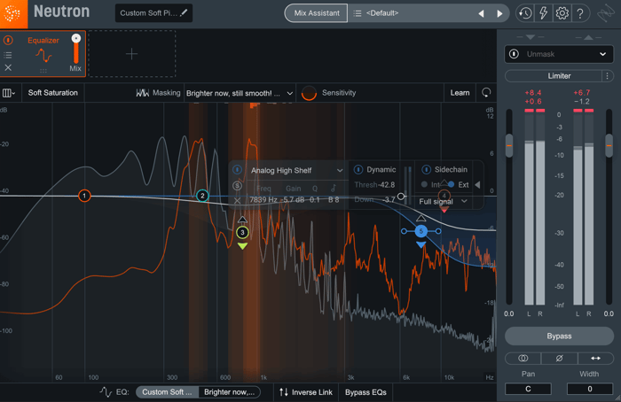 Softening the high end of other tracks with dynamic EQ
