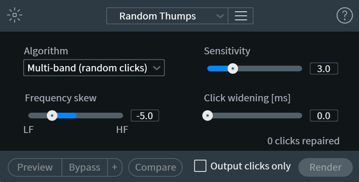 iZotope RX De-click random thump preset