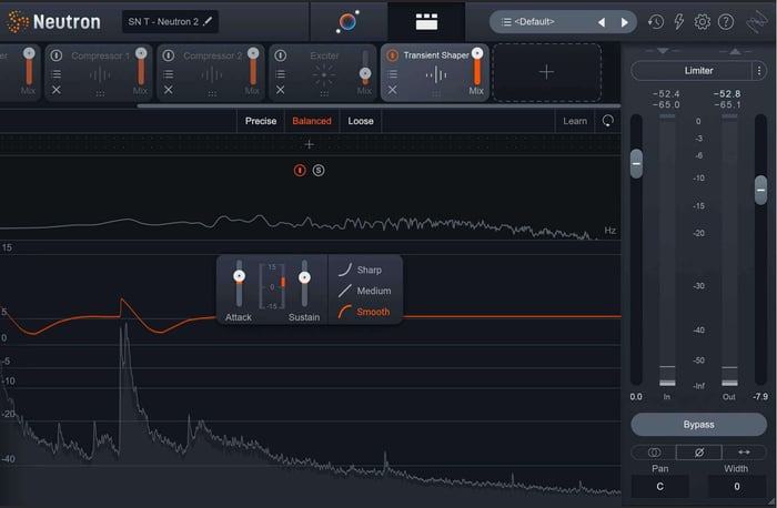 Snare with added attack and sustain via the Transient Shaper module in Neutron