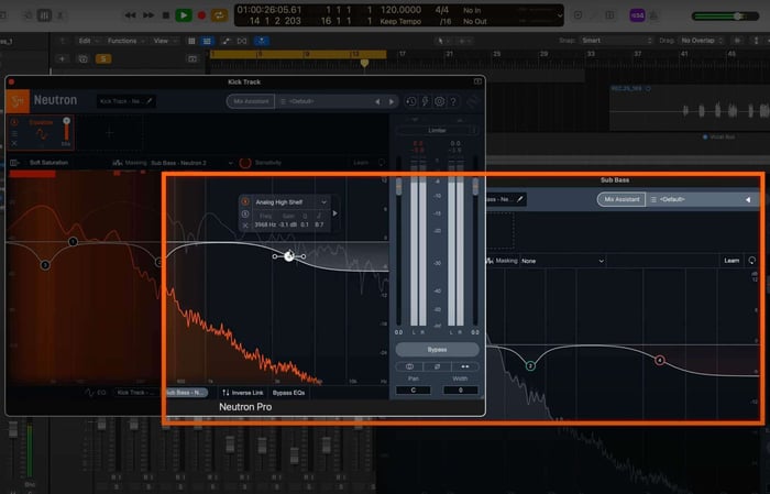 Remote controlling the bass track EQ with inter-plug-in communication