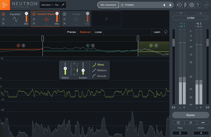 Using Transient Shaper in Neutron 3 to minimize room tone