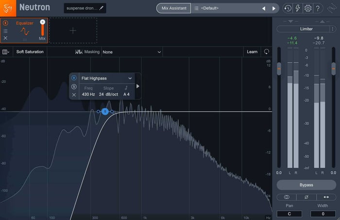 Use a high pass filter in Neutron to remove mud from pads
