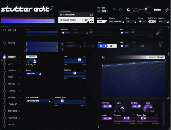 Using the Distort module on the snare