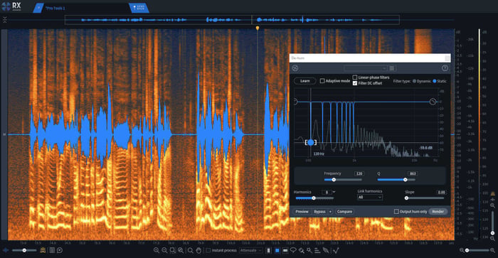 Using RX De-Hum to remove hum from audio