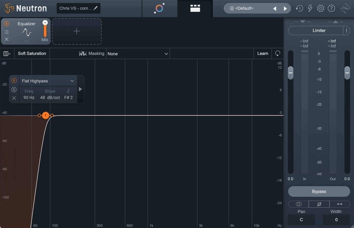 Vocal EQ settings for 1 Hz–100 Hz