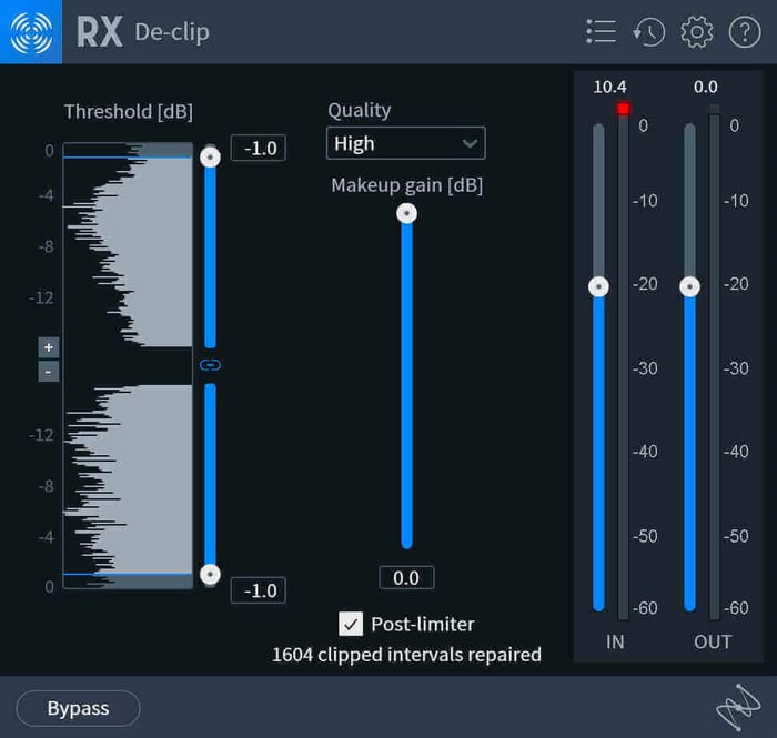iZotope RX Pro’s De-clip plug-in