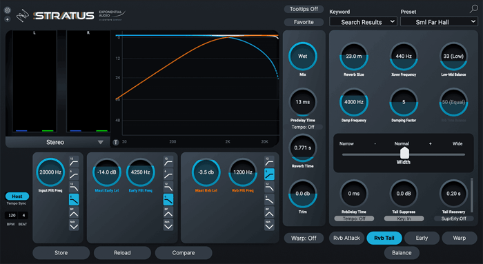 Exponential Audio’s Stratus Reverb, note the tail