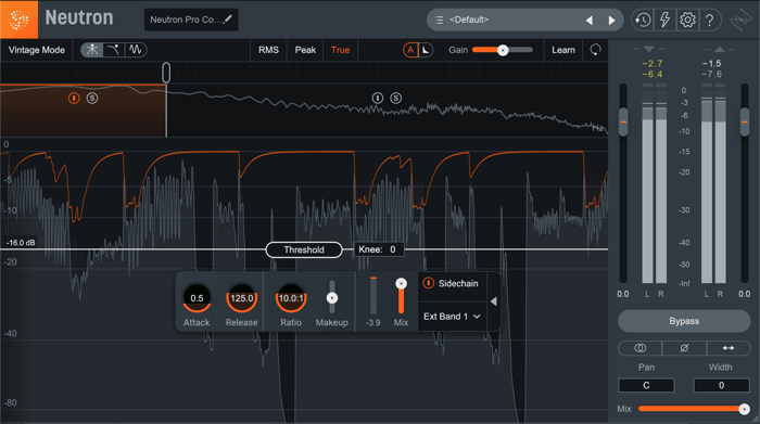 neutron pro sidechain compression on bass for low end