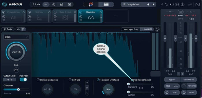 Stereo independence in Ozone Maximizer