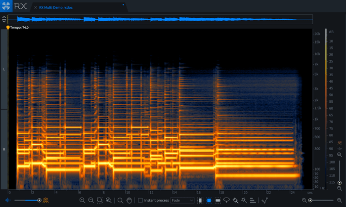 Baritone guitar Spectrogram in RX 7