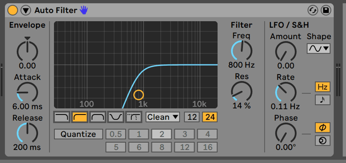 Ableton auto filter, high pass