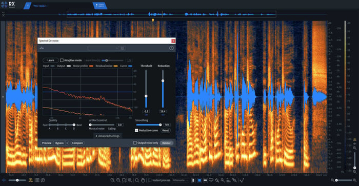 Repaired audio after removing high frequency buzz with RX Spectral De-noise