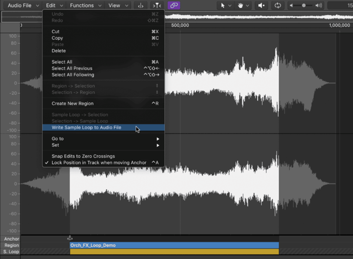 Writing the loop data to the audio file