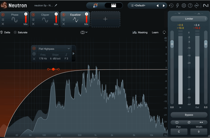 Vocal with flat high-pass