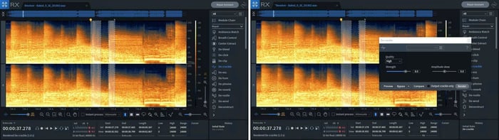 Using RX 7's De-crackle module to fix distortion in the kick