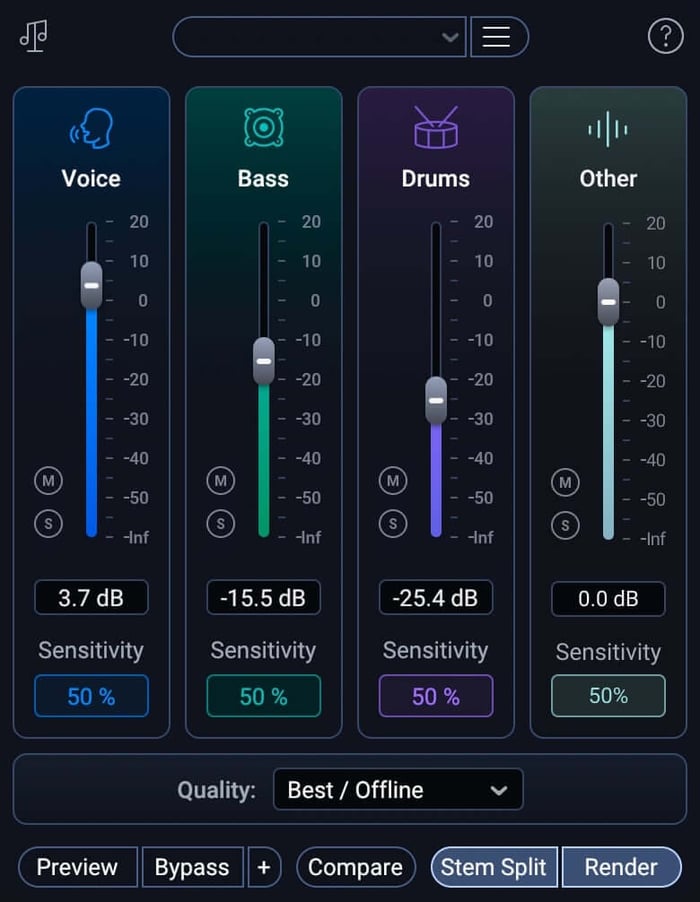 iZotope RX 12 Music Rebalance module