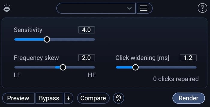 iZotope RX Mouth De-click module