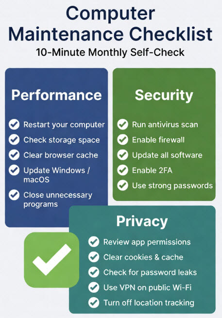Checklist On Real Computer Computer Maintenance Checklist (A 10-minute Self-Check)