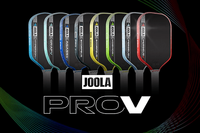 JOOLA Pro V paddle guide featuring Perseus Scorpeus Hyperion Kosmos Agassi and Graf paddles