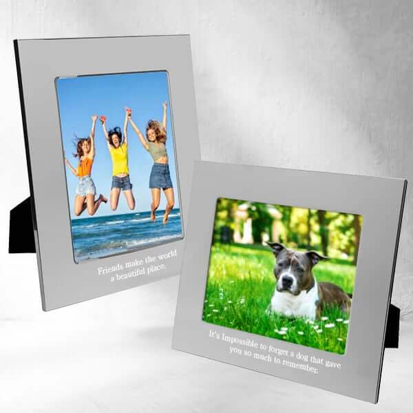 Large custom engraved silver picture frame perfect for gift giving