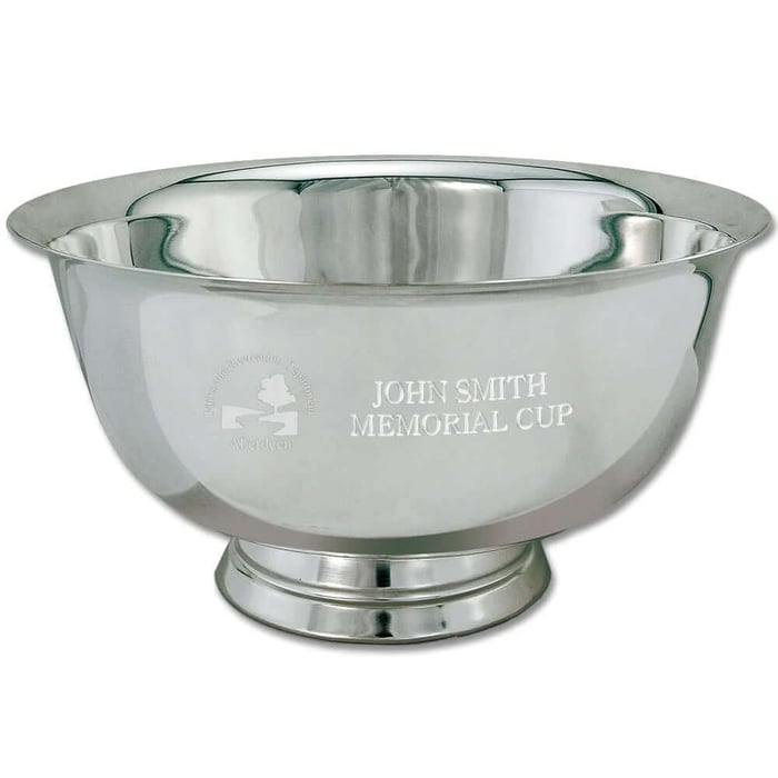 Custom engraved Revere bowl silver awards.