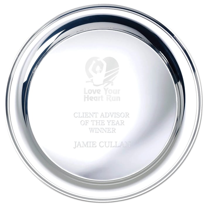 Custom engraved sterling silver tray silver awards.